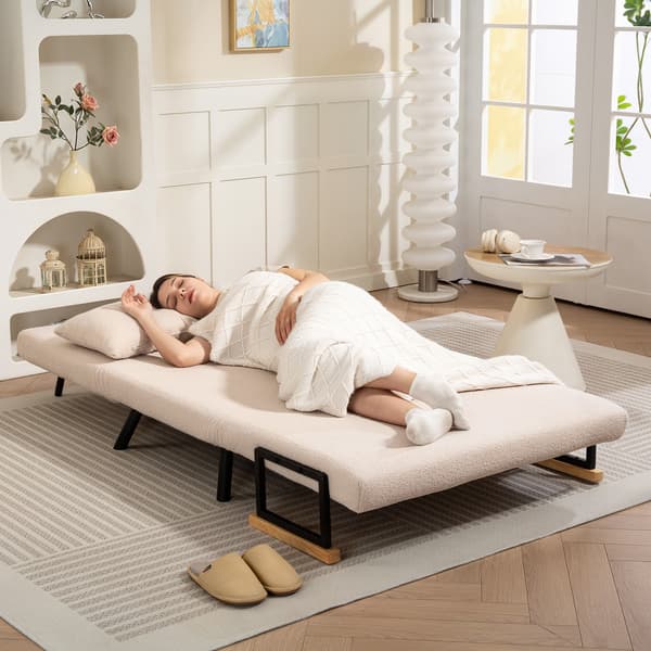 Bäddsoffa, 102x73x81 cm, Beige, tyg