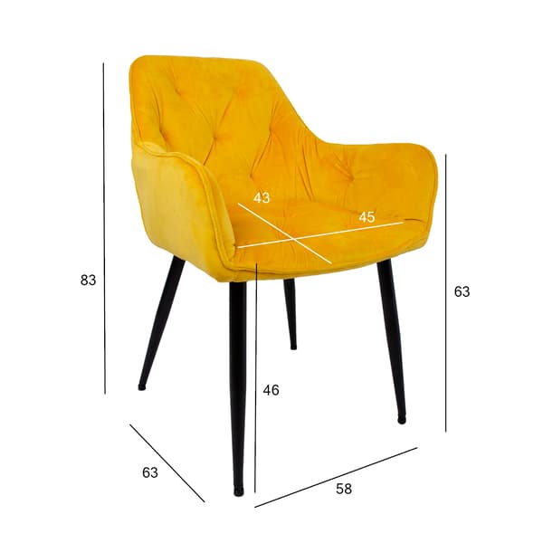 Stol BRITA 58x63x83 cm gul sammet