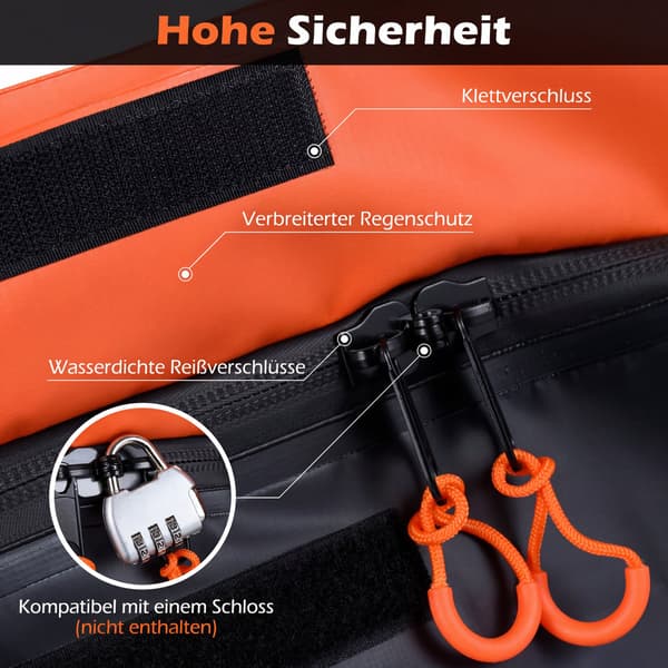 Bagageboks 453L 146x61x51 cm orange/sort