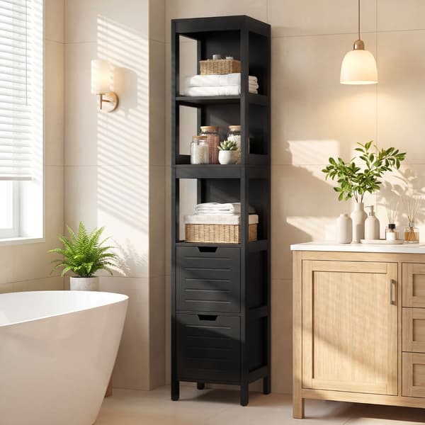 Badeværelsesskab, 30,5x30,5x145 cm, Sort, MDF , Star