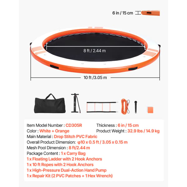 Flydende Dock 305x15 cm Orange
