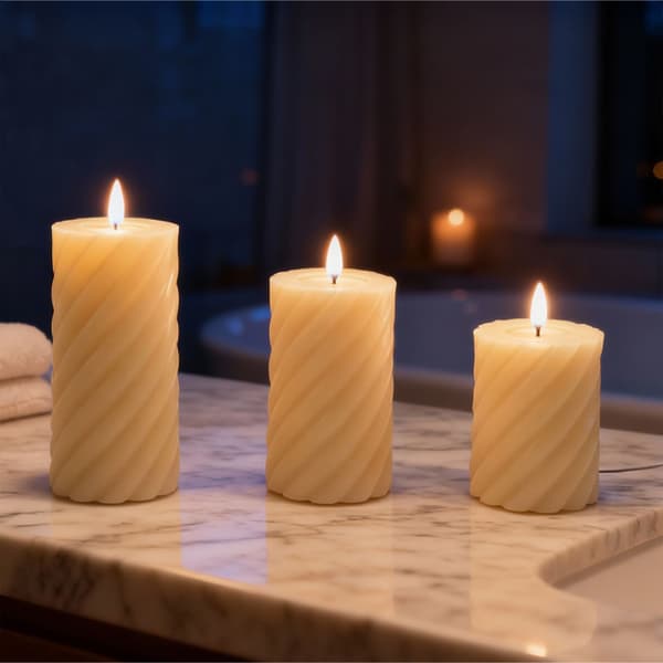 LED-kynttiläsarja, 3 kpl, valkoinen, vahaa, Kodustaar