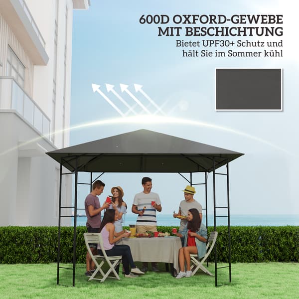 Paviljong Reservtak, 298x298 cm, Grå, Polyester