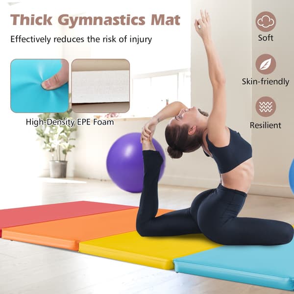 Foldbar gymnastikmåtte 201x75x3 cm multicolor