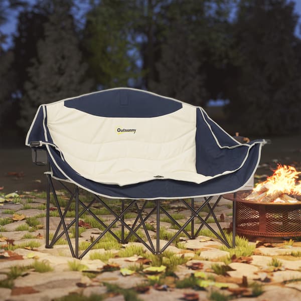 Fällbar stol 2-sits campingstol 134x50x92 cm blå metall