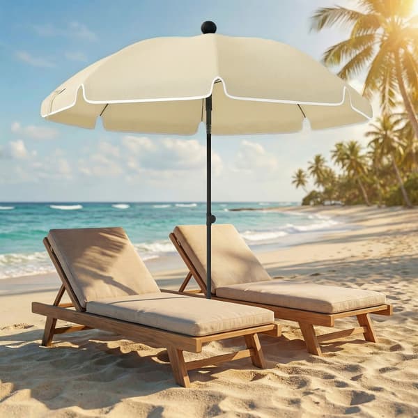 Strandparaply 150x185 cm Beige Fällbart