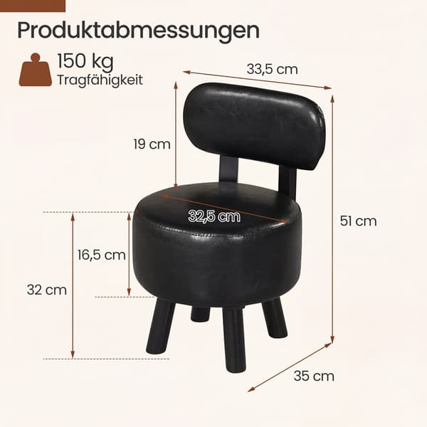 Barstole med rygstøtte 2 stk sort