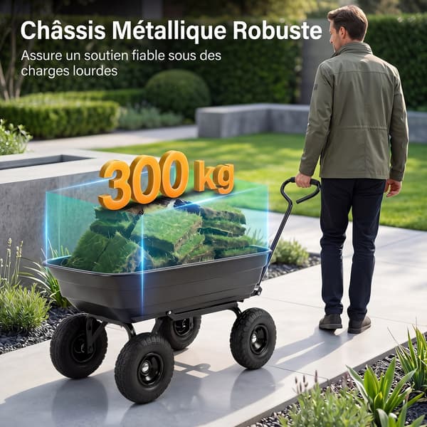 Havevogn 75 L 110x52x50 cm sort