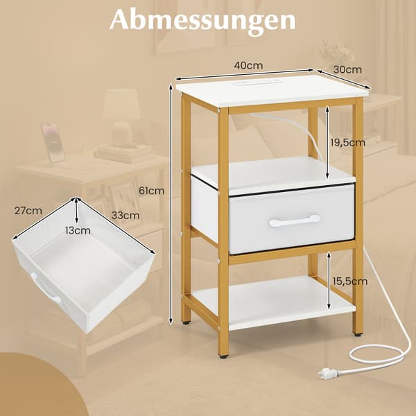 Sängbord Set, 40x30x61 cm, Vit, Förvaring , Star