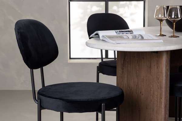 Spisebord og stol sæt Grönvik og Stella 180x75 cm Sort MDF