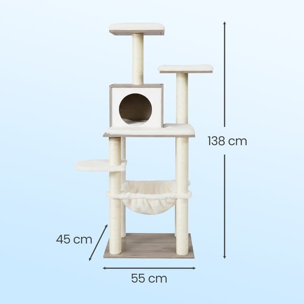 Kattetræ 55x45x138 cm Greige træ