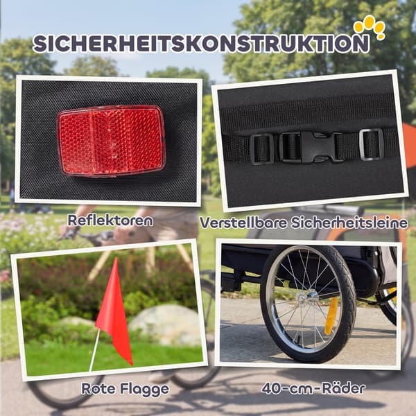 Hundecykelanhænger 127,5x57,5x75,5 cm Orange Polyester