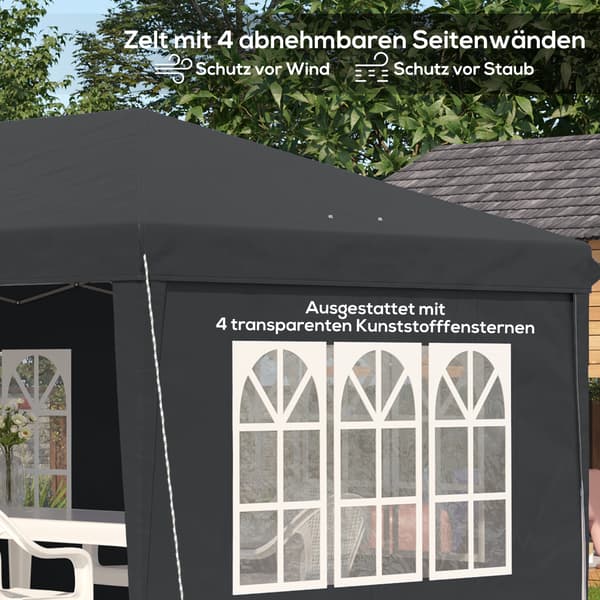 Pavillon, 295x585 cm, Sort, Vandtæt Polyester