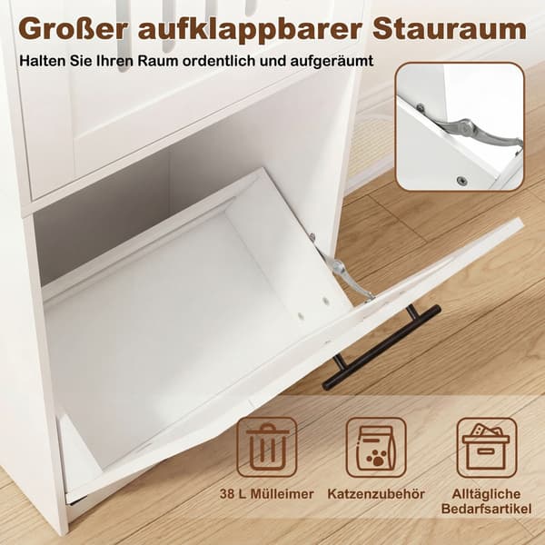 Skab til kattebakke 84x45x115 cm hvid