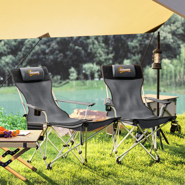 Campingstolset 125x48x90 cm Grå Metall