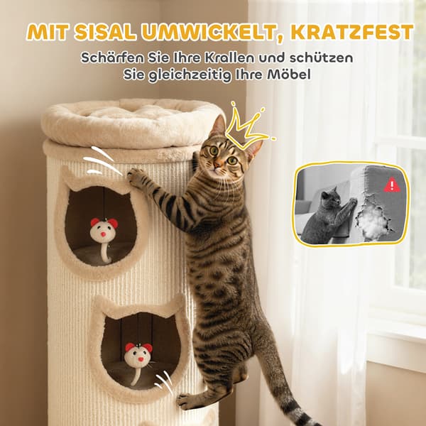 Katteklo tønde 38x96 cm cremehvid polyester
