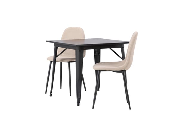 Spisebord og stol sæt Tempe og Polar 80x80 cm Sort Beige