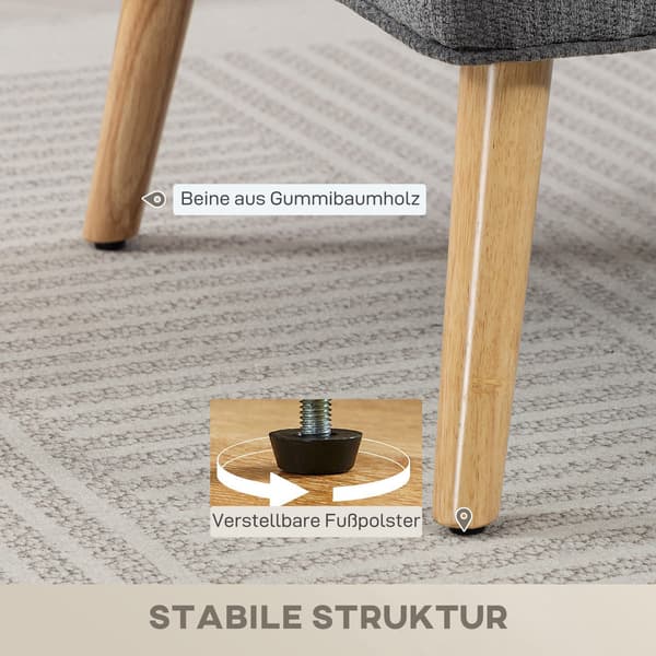 Soffa, 117x65x78,5 cm, Grå, Chenilleklädsel