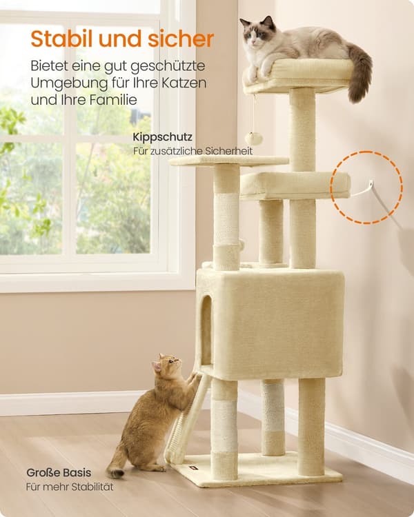 Kattträd 48x48x136 cm Beige Sisal