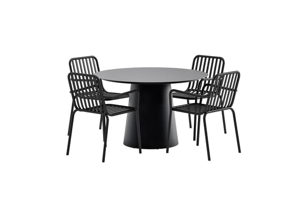 Spisebord og stole sæt Lanzo 120 cm sort