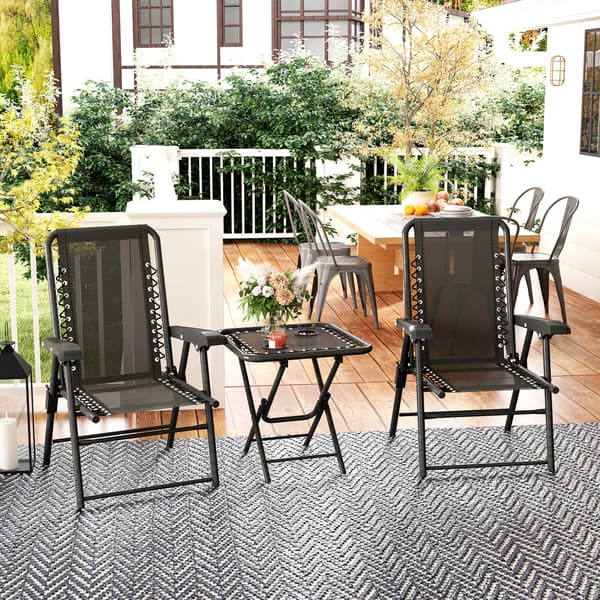 Bistro-sæt, 3-delt 61x65x91 cm Sort, Stål, Sammenklappelig
