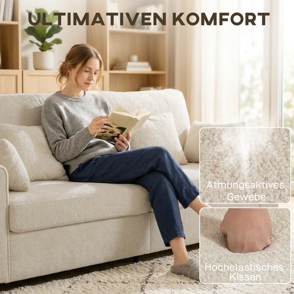 Soffa 3-sits 211,5x85x90 cm Beige sammetstyg