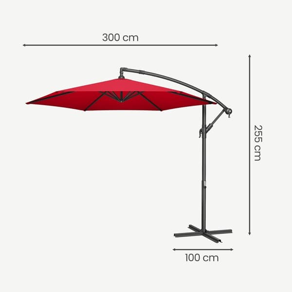 Parasol 300 cm diameter Rød Metal