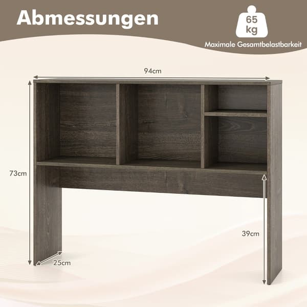 Skrivebordsreol, 94x25x73 cm, Grå, Opbevaring , Star