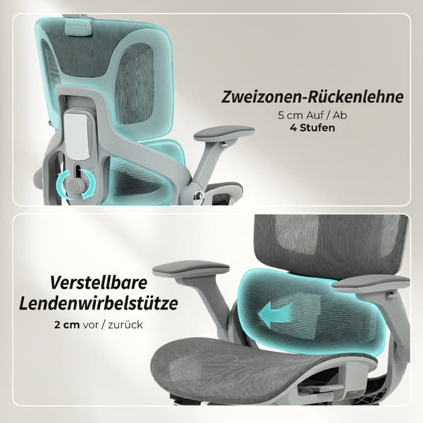 Ergonomisk kontorstol 67x74x113–132 cm grå