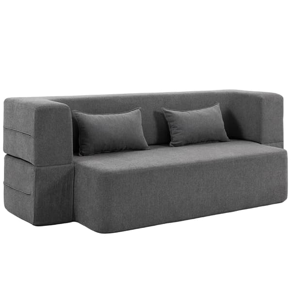 Bäddsoffa, 2-sits skum, 203x95x75 cm, grå, tyg