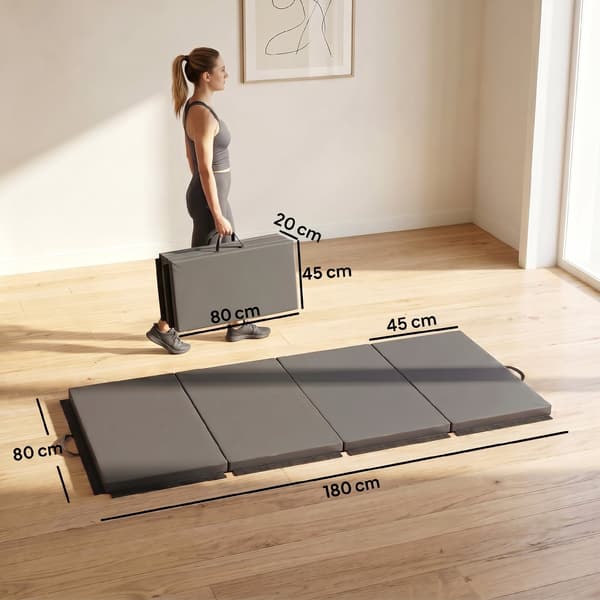Foldbar gymnastikmåtte 180x80x5 cm grå