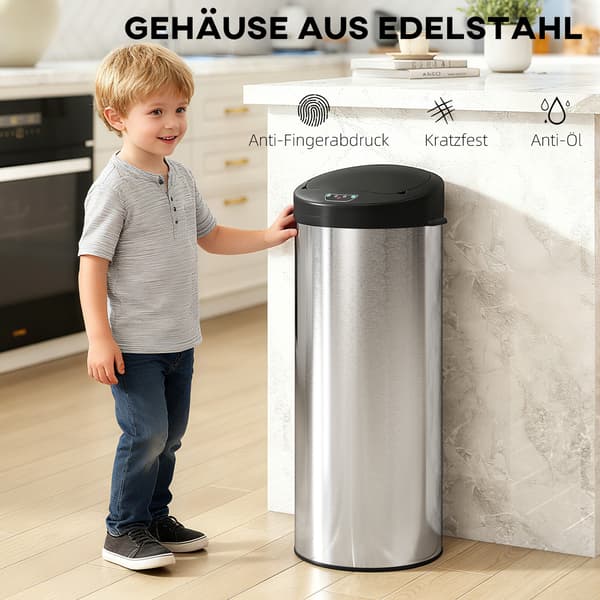 Sensor affaldsspand 55 L 32x30x78,5 cm sølv/sort rustfrit stål