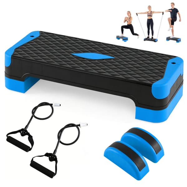 Aerobic Step Platform Sæt 3-i-1 27x11x4-7,5 in blå/sort