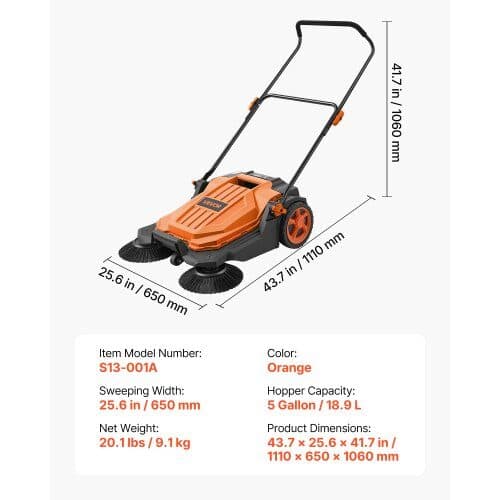 Manuel gulvfejer S13-001A 1110x650x1060 mm orange