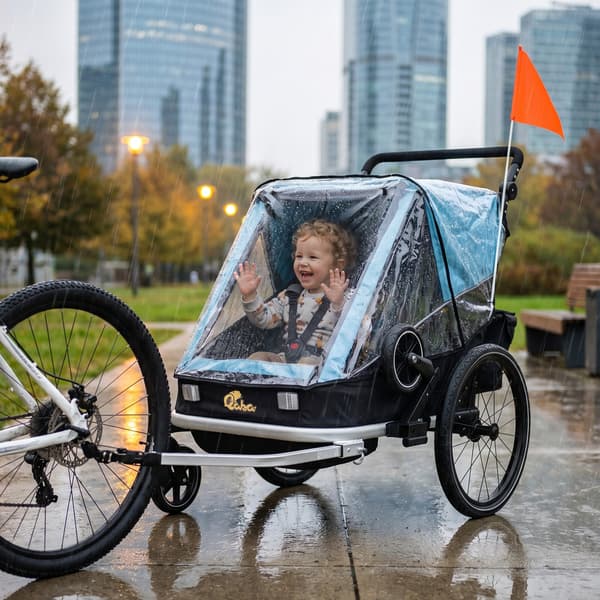 Barncykelvagn för 2, 155x82x102 cm, blå