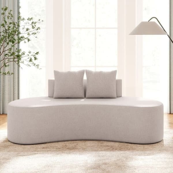 Sofa, Buet polstret sofa med 2 puder, 199,4x96,5x68,6 cm, grå, polyesterstof