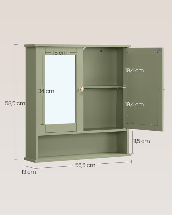 Peilikaappi 56x58x13 cm Vihreä MDF