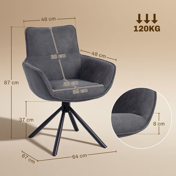 Matstol Set 64x67x87 cm Mörkgrå Metall
