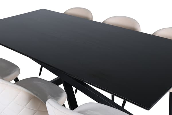 Spisebord og stol sæt Piazza sort og beige velour