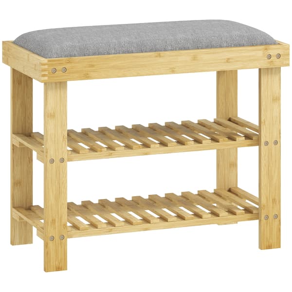Kenkäpenkki, 60x29x49 cm, harmaa, bambu