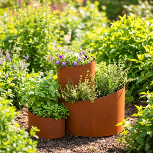 Urtepotte i stål 60x60x80 cm Brun, Kodustaar