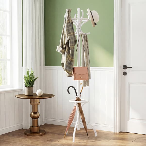 Frakkestativ 47x47x181 cm hvid birk