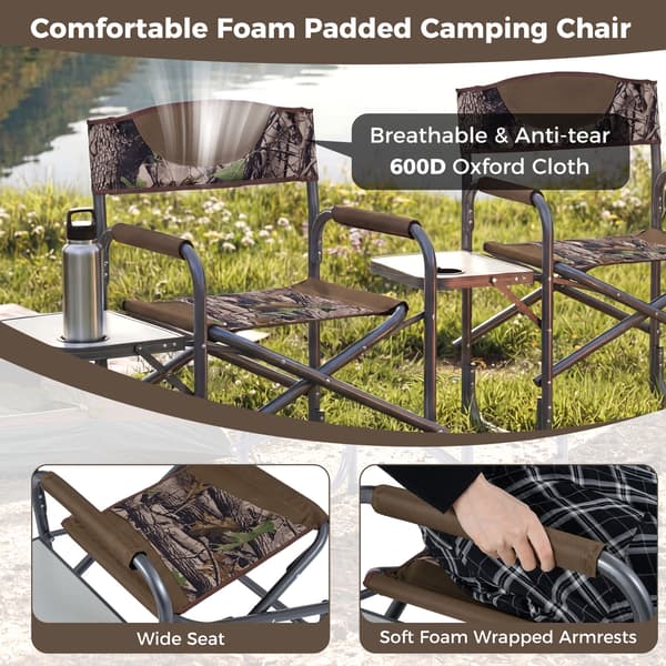 Sammenklappelig campingstol med sidebord 81,3x45,7x87,6 cm camouflage