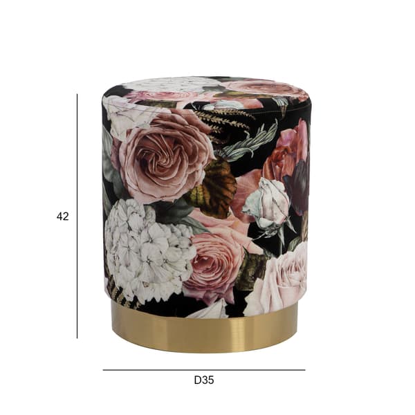 Fotpall LA PERLA 35x42 cm blommig sammet