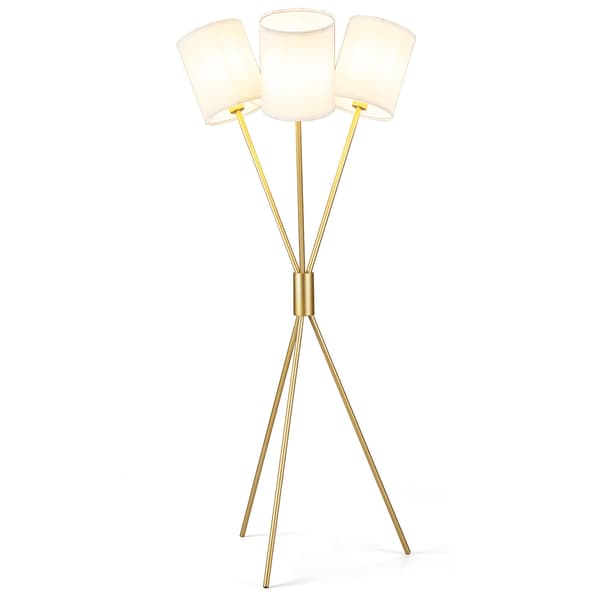 Gulvlampe med 3 stofskærme, metalstel