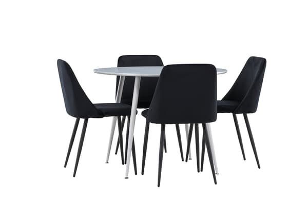 Spisebord Plaza med natstole 100 cm grå og sort MDF