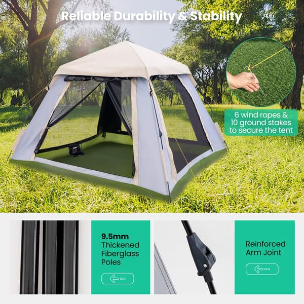 Camping Telt, 220x220x177 cm, Beige, Grøn, Grå