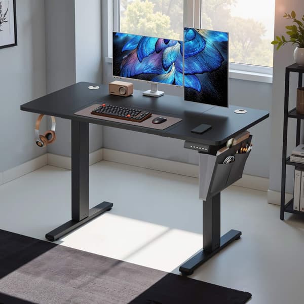 Højdejusterbart skrivebord 60x120x72-120 cm sort, elektrisk