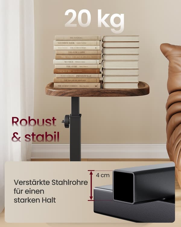 Sidebord C-form 30x40x69 cm Brun stål