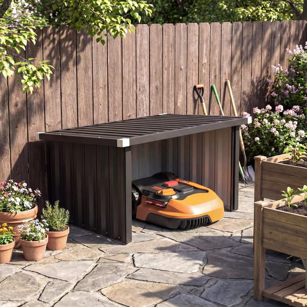 Robotplæneklipper garage, 108x86x62,5 cm, mørkegrå, stål